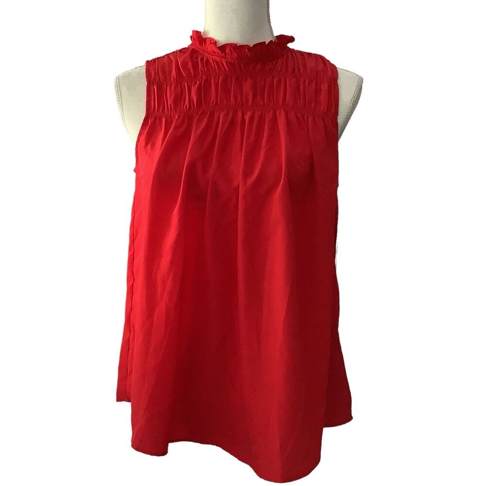 Joie Cayenne Smocked Neck Sleeveless Top Blouse Women's S Small Red Patriotic